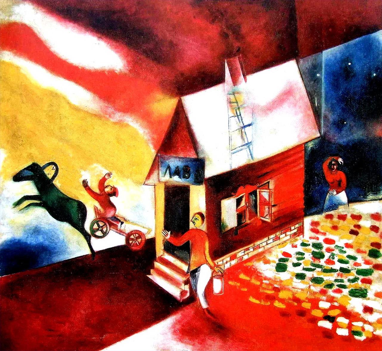 Burning House Zeitgenosse Marc Chagall Ölgemälde